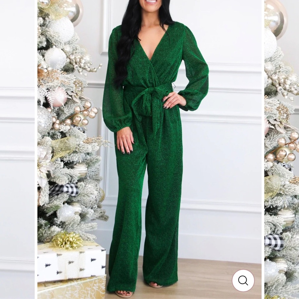 Own the night shimmer long sleeve jumpsuit